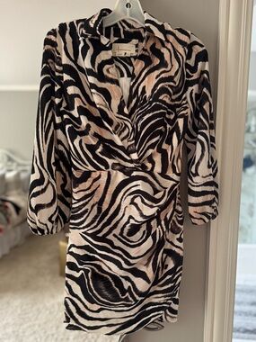 Anthropologie Black & Cream Zebra-Print Top